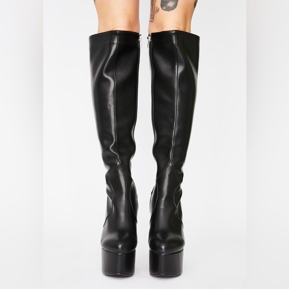 NWOT Lamoda LOVED UP platform boots black faux leather her size 9 - Picture 3 of 13